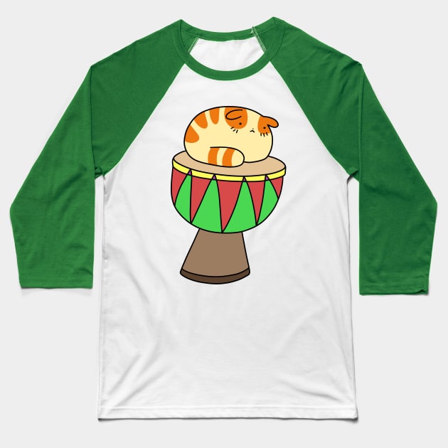 Djembe Tabby Cat Baseball T-Shirt by saradaboru